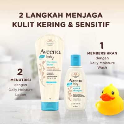 Aveeno Baby Daily Moisture Wash & Shampoo 100mL -Sabun & Shampoo Bayi untuk Kulit Normal & Kering thumbnail 4