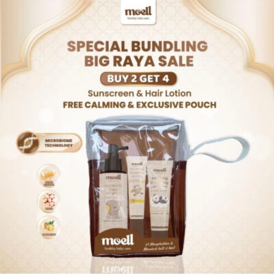 Moell Bundling Hair Lotion 100ml + Physical Sunscreen Anak 30gr Free Calming Rub Cream 50gr