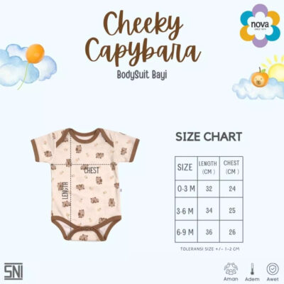 NOVA - Bodysuit Bayi Motif Cheeky Capybara - Jumper Segitiga Bayi 0-9 Bulan (1 Pcs) thumbnail 2