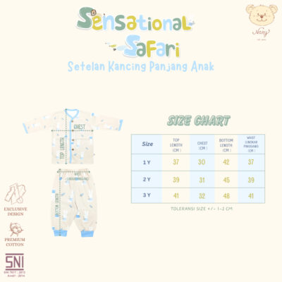 NARY Sensational Safari Series - Setelan Anak Baju Kancing Celana Panjang 1-3 Tahun (1 Stel) thumbnail 3