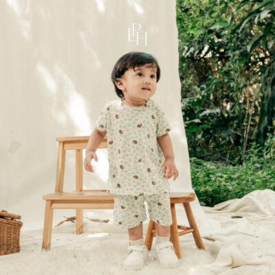 Little Wear Shoulder Button Short Set 24.0 - Setelan Anak Lengan Pendek