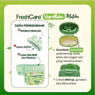FreshCare Vapobalm Matcha / Sakura - 2in1 Balsem dengan Double Inhaler thumbnail 4