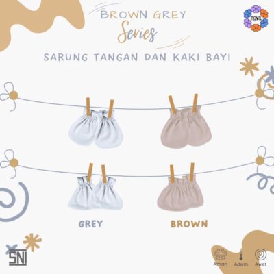 NOVA Brown Grey Series - Sarung Tangan dan Sarung Kaki Bayi (1 Pack) Newborn thumbnail 4
