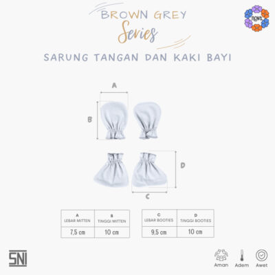 NOVA Brown Grey Series - Sarung Tangan dan Sarung Kaki Bayi (1 Pack) Newborn thumbnail 5