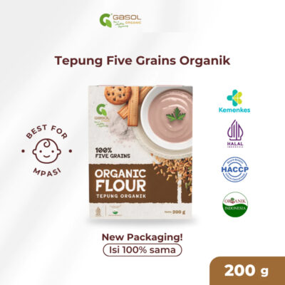 GASOL Tepung Five Grains Organik makanan bayi MPASI 200 Gr thumbnail 2