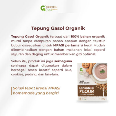 GASOL Tepung Five Grains Organik makanan bayi MPASI 200 Gr thumbnail 3