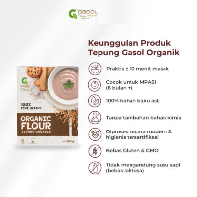GASOL Tepung Five Grains Organik makanan bayi MPASI 200 Gr thumbnail 4
