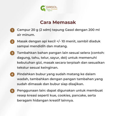 GASOL Tepung Five Grains Organik makanan bayi MPASI 200 Gr thumbnail 6