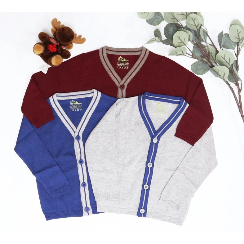 Bamboo and Bub - V-Neck Cardigan Plain - Cardigan Anak