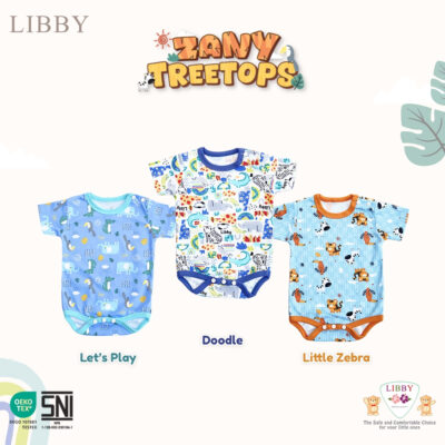 LIBBY Piyama Baju Kodok Newborn Bayi Laki laki Perempuan Motif Zany TreeTops (1 pcs)