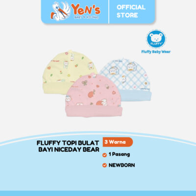 FLUFFY Topi Bulat Bayi Niceday Bear (Isi 1Pcs) TPE NDB NEWBORN