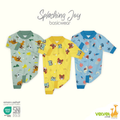 Velvet Junior Baju Bayi Jumper Oblong Buka Kaki NB Splashing Joy Series ( 1 PCS )