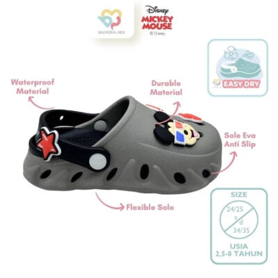 Balmoral Kids Easy Dry Clogs Anak Boys Disney Mickey MC-AKT15 thumbnail 5