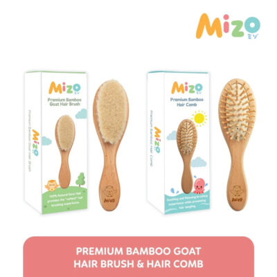 MIZO Premium Natural Bamboo Goat Hair Brush and Comb - Sisir Bayi & Anak thumbnail 2
