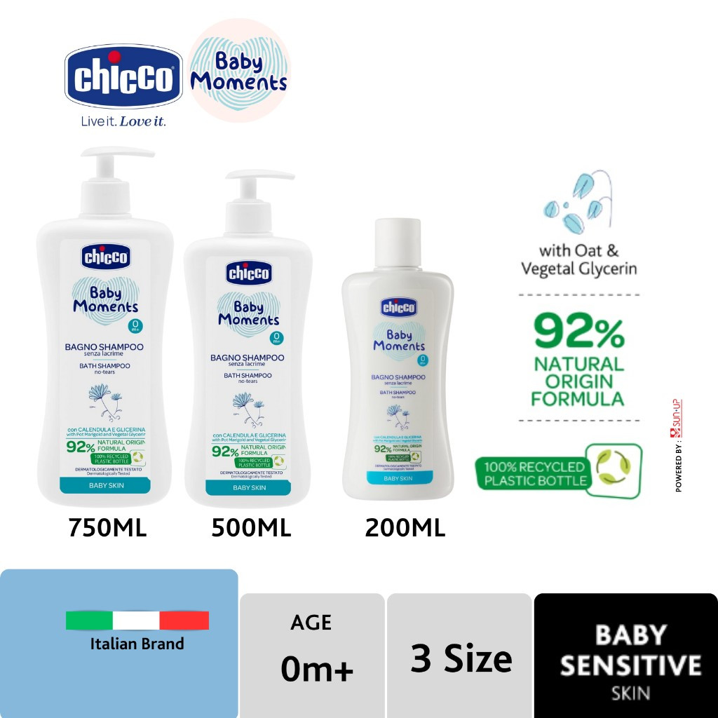 Chicco Baby Moments Bath Shampoo Baby Skin 200ml / Sampo Mandi Bayi / Newborn Shampoo