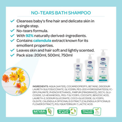 Chicco Baby Moments Bath Shampoo Baby Skin 200ml / Sampo Mandi Bayi / Newborn Shampoo thumbnail 3