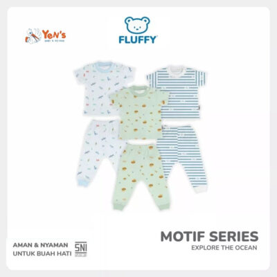 FLUFFY Setelan Oblong Pendek Celana Panjang Series Explore The Ocean 1 STEL - Lembut & Standart SNI