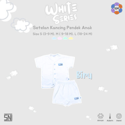 NOVA White Series - Setelan Anak Baju Kancing Pendek 3-24 bulan (1 stel) thumbnail 2