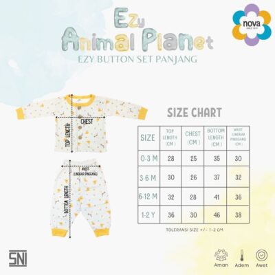 NOVA EZY Motif Animal Planet Set Panjang - Setelan Bayi dan Anak - Setelan Baju Kancing Panjang thumbnail 4