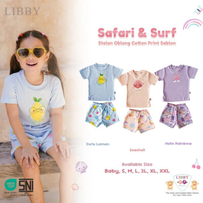 LIBBY Setelan Bayi & Anak Pendek Celana Pendek Oblong Tipis Girl Anak Perempuan 0-5 Tahun (1 Stel)