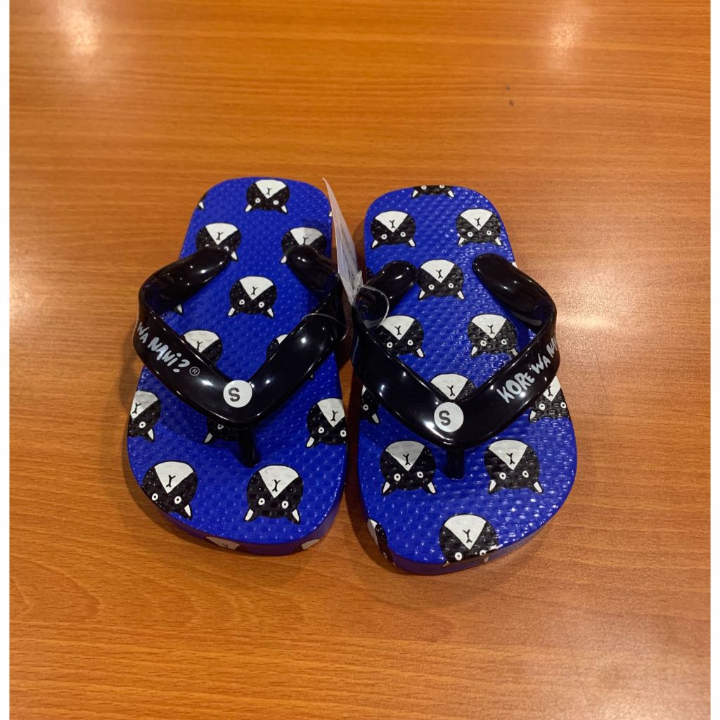 Sandal Konnichiwa - Cat Face Kids Black - Sandal Jepit Anak