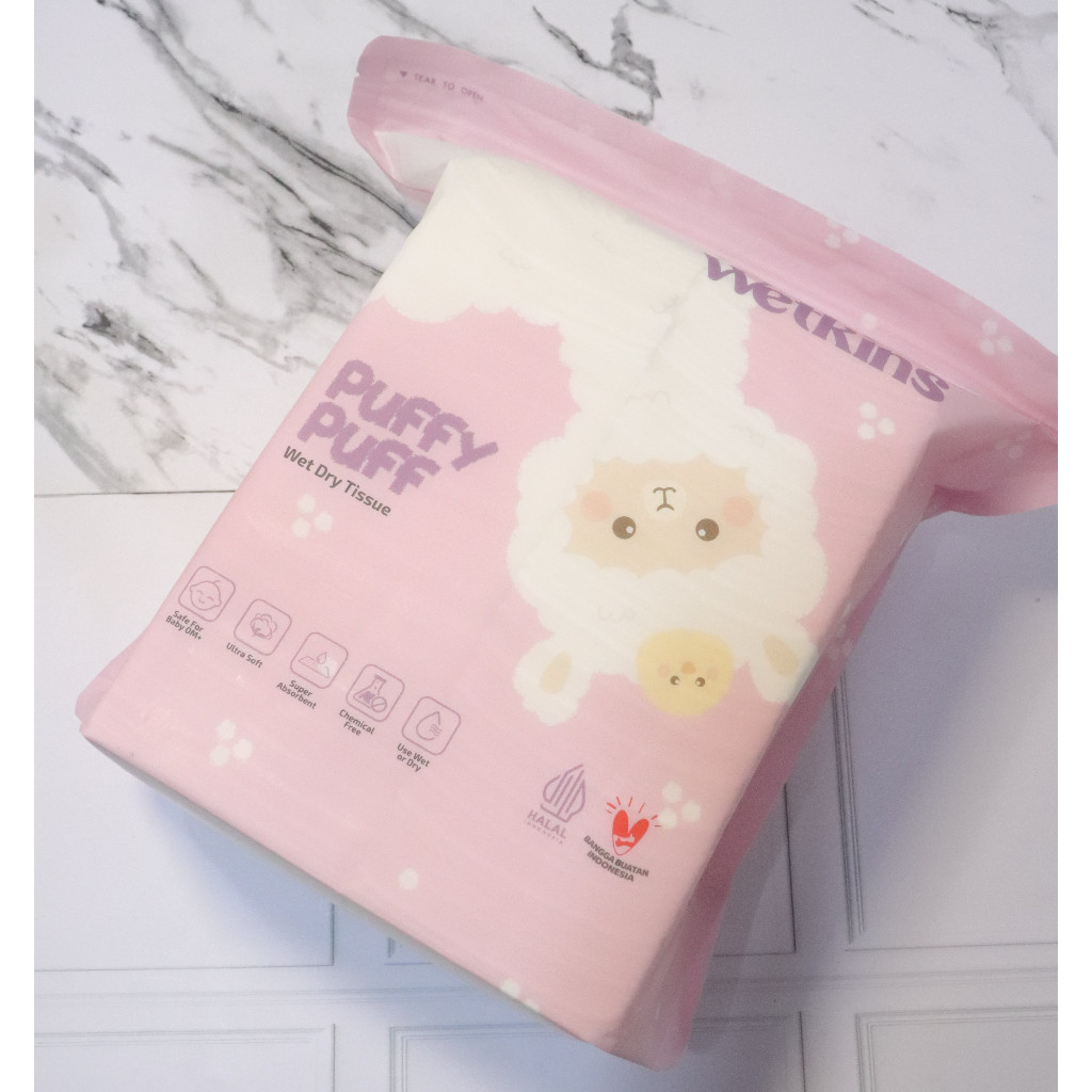 Wetkins Puffy Puff Wet Dry 250s / Tisu Kering bayi