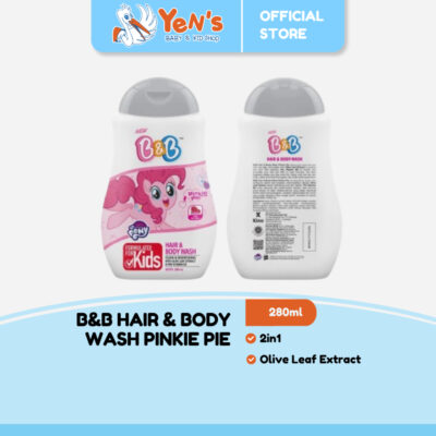 B&B Hair & Body Wash Pinkie Pie Botol 280ml Olive Leaf Extract