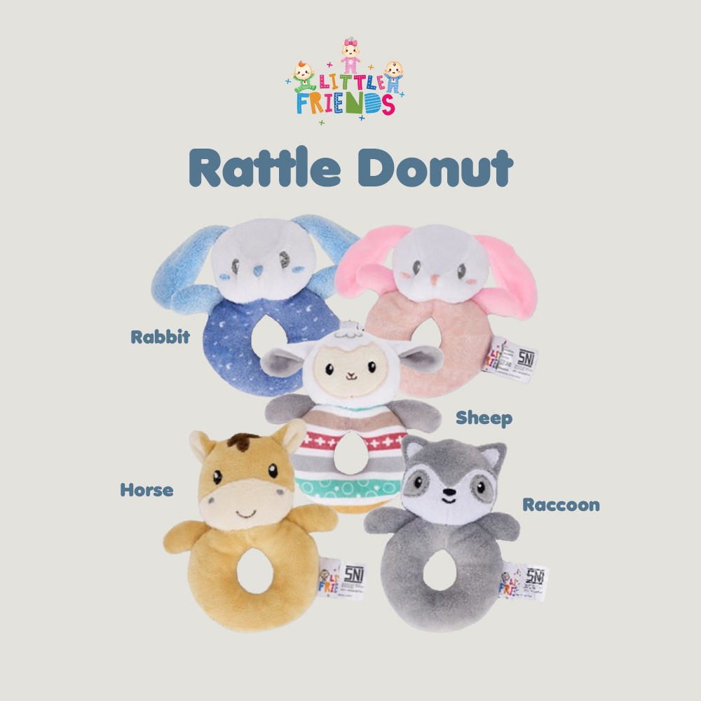 Little Friends Rattle Donat Karakter Hewan - Mainan Genggam Kerincingan Bayi