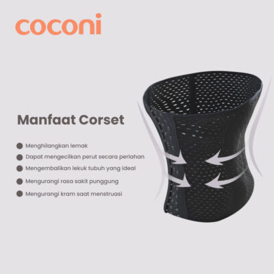COCONI Body Shaper Breathable Corset - Korset Pelangsing Stagen Pasca Melahirkan - Cream / Black thumbnail 2