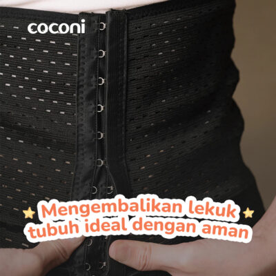 COCONI Body Shaper Breathable Corset - Korset Pelangsing Stagen Pasca Melahirkan - Cream / Black thumbnail 4