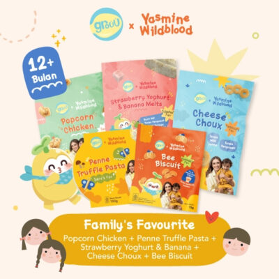 Grouu x Yasmine - Snack & Ready to Cook MPASI & Balita [Penne Truffle Pasta, Popcorn Chicken, Strawberry Yoghurt & Banana Melts