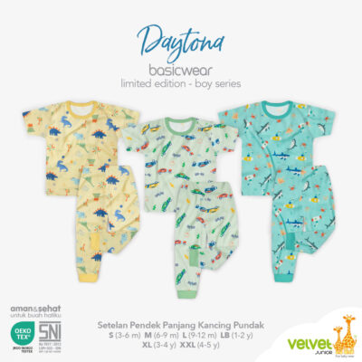 Velvet Junior BasicWear Limited Setelan Pendek Panjang Kancing Pundak Anak Laki-Laki Daytona (1STEL)