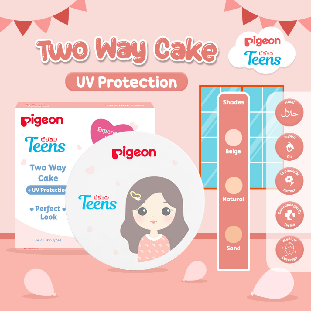 PIGEON TEENS TWO WAY CAKE 14g - Bedak Foundation Padat Remaja - Natural Finish Look