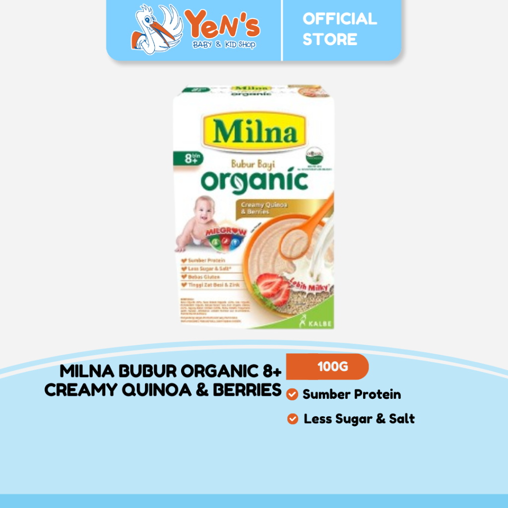 MILNA Bubur Organic 8+ Creamy Quinoa & Berries 100G - Less Sugar & Salt