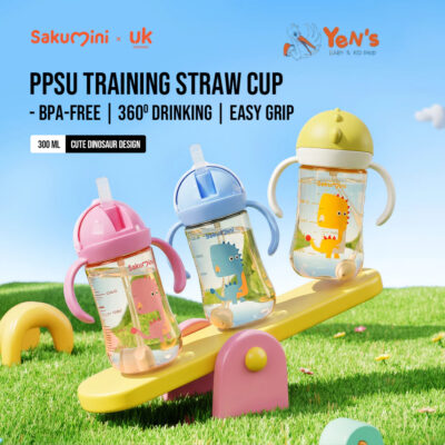 Sakumini PPSU Kids Straw Bottle Cup - Botol Minum Sedotan Training PPSU Anak 300ml BPA FREE