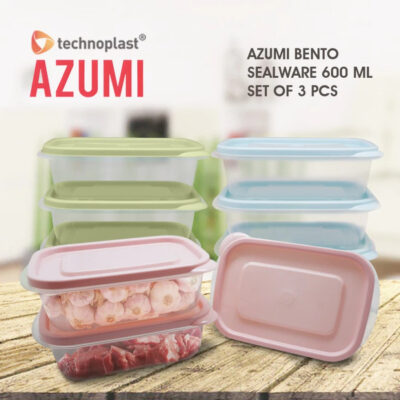 Azumi Bento Sealware 600 ML isi 3 Pcs / Tempat Penyimpan Makanan