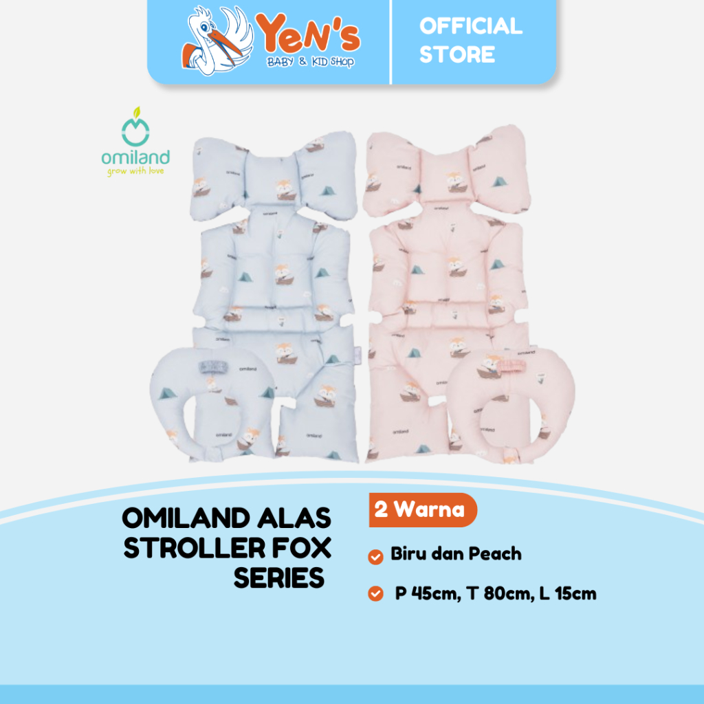 Omiland Alas Stroller Dan Bantal Dot Bayi Fox Series Biru / Peach OA01051 OA01052