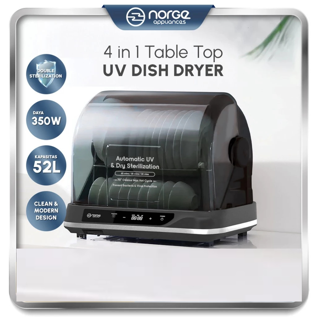 Norge 4in1UV Dish Dryer 52L Black 350W - Sterilizer / Rak Pengering Piring