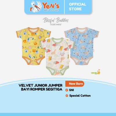 Velvet Junior Jumper Bayi Romper Segitiga New Born - BasicWear Blissful Buddies