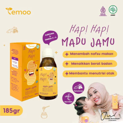 Temoo Hap Hap Madu Jamu 185 gr - Vitamin Penggemuk Badan Anak & Vitamin Otak Anak Cerdas Daya Ingat thumbnail 3