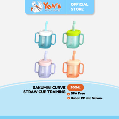 Sakumini Curve Straw Cup Training Gelas Minum Sedotan Anak 200ML BPA Free