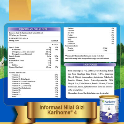 Karihome 4 Susu Kambing Bubuk 900g untuk Anak usia 3 - 12 tahun Halal thumbnail 4