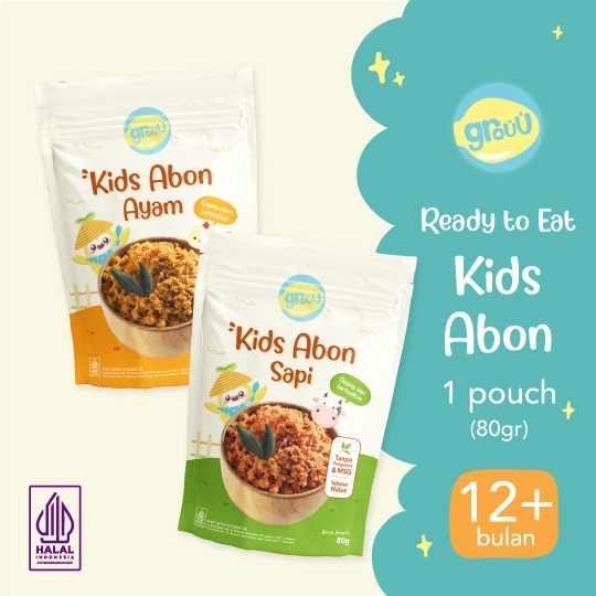 Grouu - Abon Kids Ayam & Sapi (cocok untuk 12+ Bulan) - Tekstur lebih padat dibanding Abon Mpasi - No MSG