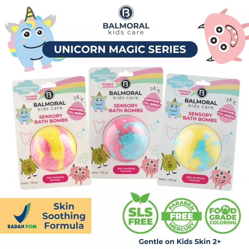 Balmoral Kids Sensory Bath Bombs Unicorn Magic Series With Surprise Toys Colorful Scent SLS FREE