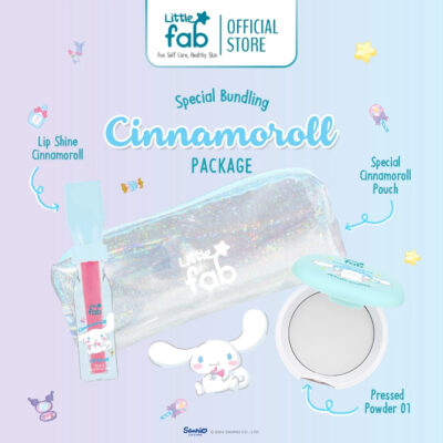 Little Fab Kids Edition Cinnamoroll Package | Pressed Powder 01 & Lip Shine Cinnamoroll