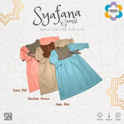 NOVA Syafana Gamis Pakaian Muslim Bayi dan Anak Perempuan 6 Bulan - 4 Tahun ( 1 Pcs) thumbnail 4