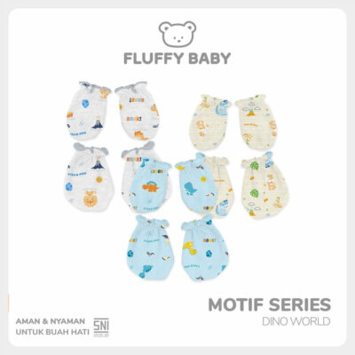 FLUFFY Sarung tangan dan kaki Dino World (Isi 1Pasang) STK DWB NEWBORN