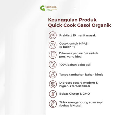 GASOL Quick Cook Bubur Beras Organik Makanan Bayi MPASI 100gr thumbnail 5