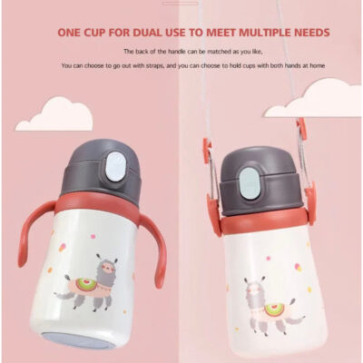 yoriandco Botol Termos Minum Stainless Steel 316 Sedotan Anak Insulated Thermos Panas Dingin Tumbler Sedotan 360ML thumbnail 2