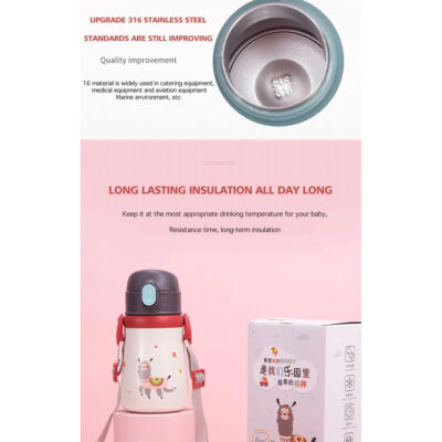 yoriandco Botol Termos Minum Stainless Steel 316 Sedotan Anak Insulated Thermos Panas Dingin Tumbler Sedotan 360ML thumbnail 6